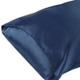 thumbnail image 2 of Unique Bargains Soft and Durable Envelope Closure Satin Pillowcase (2 Count) Navy Blue Standard, 2 of 6