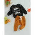 thumbnail image 4 of Toddler Baby Boy Halloween Outfit 6M 12M 18M 24M 3Y Mamas Pumpkin Long Sleeve Crewneck Sweatshirt Tops Jogger Pants Set, 4 of 10