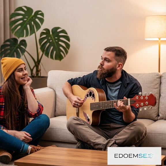 EDOEMSE Acoustic Guitar 41-Inch Full Size Cutaway Dreadnought Body Spruce Top Round Back Design Rosewood Fingerboard