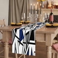 thumbnail image 2 of Table Runners 70 Inches Long Dress Scarves, Navy Blue Black Geometric Farmhouse Coffee/Dining/Kitchen Table Decor, Holiday Table Runner, Abstract Art Modern Line 13x70 Inch, 2 of 9
