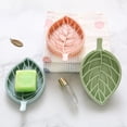 thumbnail image 6 of Leaf Shaped Soap Dish with Drainage Holes, Double Layer Soap Holder for Bathroom Sink and Shower, Plastic Soap Saver Tray, Keeps Counter Dry, Decorative Storage for Bar Soap and Sponge, 6 of 9