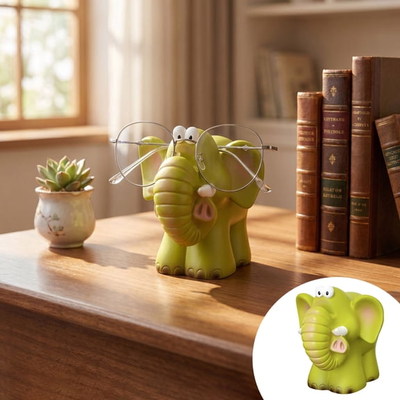 Cute Elephant Eyeglasses Stand, Resin Desktop Display Rack, Office Decor Ornament, Creative Glasses Holder for Home Bedroom Study Room Tabletop Use