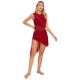 thumbnail image 3 of MSemis Women's Lyrical Dance Dress High Low Modern Contemporary Gymnastic Leotard Burgundy L, 3 of 7