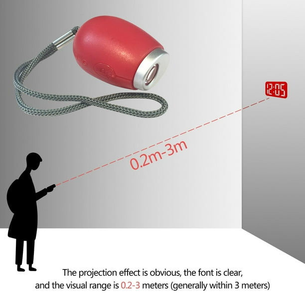 Reloj De Proyección De Llavero Llavero Reloj de proyección LED Linterna de cordón portátil digital (Rojo)