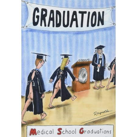 MSG - Medical School Graduation Greeting Card with Envelope (4.63 x 6.75 Inch) - Naked Graduates, Cartoon Congratulations Card for Doctors, Med School, College Grad - Funny Graduation Greeting