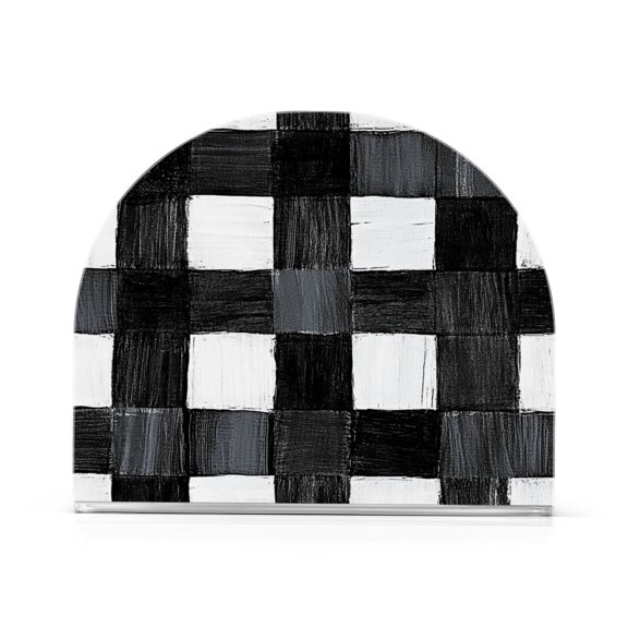 Abstract Black and White Stripe Thick U Shape Acrylic Napkin Holder Non Slip Space Saving for Kitchen