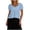 Z153 Blue, variant on Womens Boho V Neck Short Puff Sleeve Blouse Textured Empire Waist Ruffle Hem Top Flattering Tunic Loose Fit Summer Casual Pleated Peplum Shirt Yellow,XS