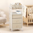 thumbnail image 3 of Baby Diaper Caddy Organizer Cart with Drawers - 3In1 Rolling Storage Cart with Wheels, Removable Diaper Caddy, Detachable Dividers - for Crib, Bedroom, Art & Craft Organizer (Off White), 3 of 8