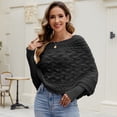 thumbnail image 3 of SWSMCLT Women's Billowy Pullover Sweater Casual Elegant Date Deep V Neck Convertible Batwing Sleeve Knit Knitwear Black Small-X-Large, 3 of 3