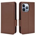 thumbnail image 2 of Wallet Case for iPhone 15 Pro Max Card Slots Holder Kickstand Flip Case, Lychee Pattern PU Leather Shockproof Cover with Magnetic Clasp Drop Resistant Phone Case, Brown, 2 of 6