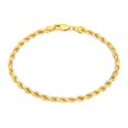 thumbnail image 2 of Nuragold 14K Real Yellow Gold Solid Rope Diamond Cut Chain Bracelet 7"-9" (1.5mm-10mm) Italian Jewelry for Men & Women, 2 of 25