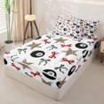 thumbnail image 2 of Castle Fairy Kawaii Bow Billiard Sport Zipper Twin Comforter Sets with Fitted Sheet and 2 Pillowcases, Stars Leopard Print Zipper Bedding Set, Black Red Brown,4-Piece, 2 of 6