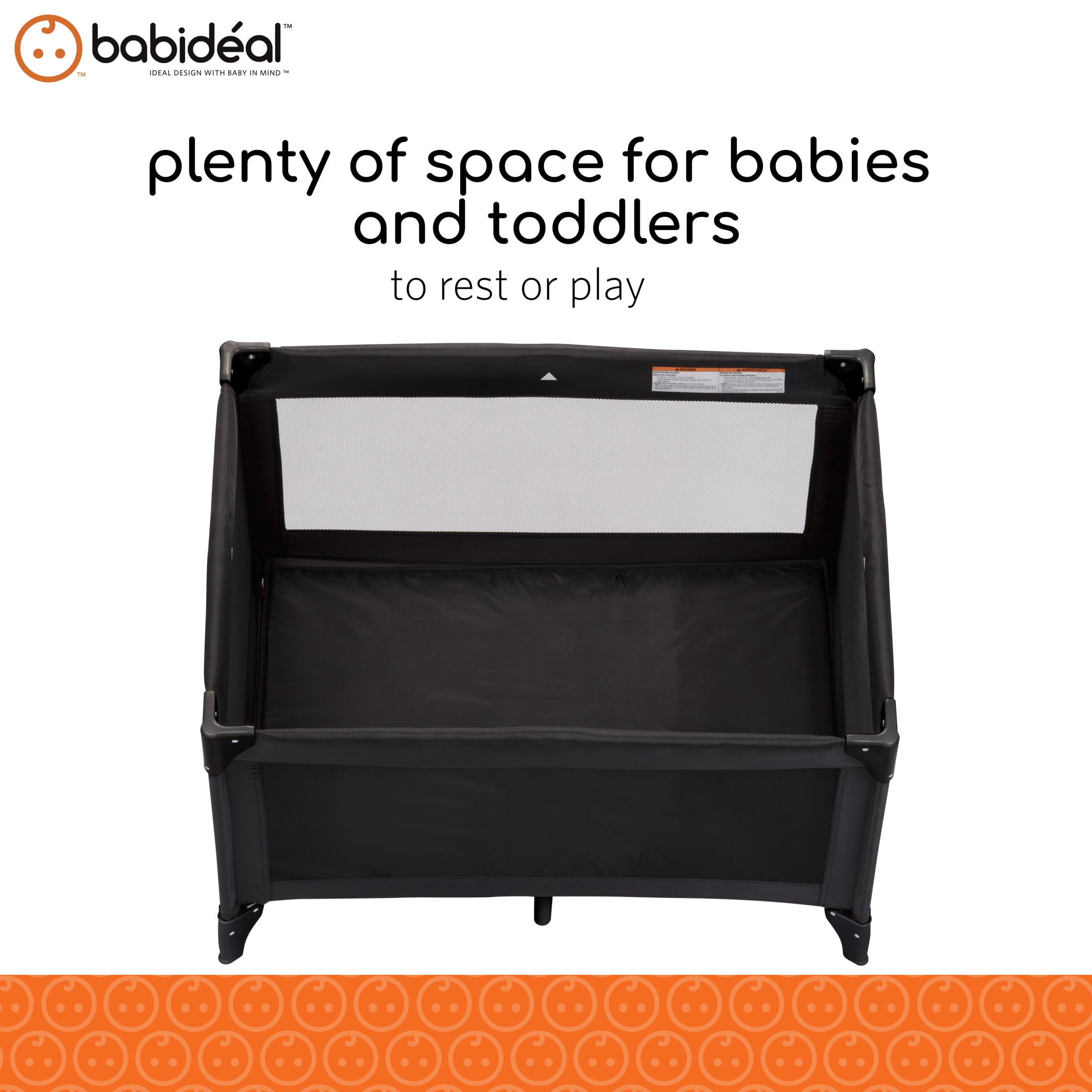Babideal Portable Baby Play Yard with Mesh Sides and Padded Mat, Licorice Root Black