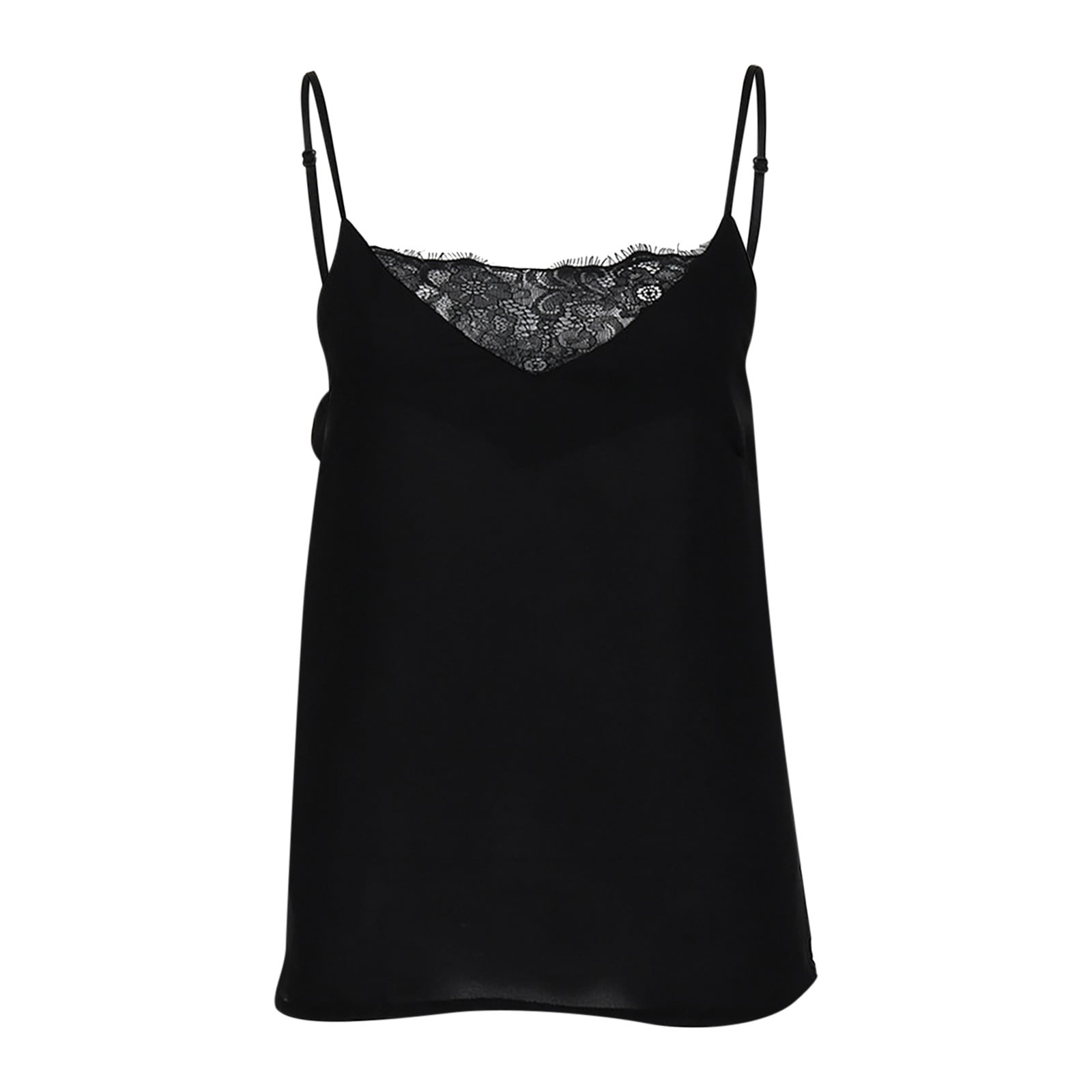 MRULIC tank top for women Fashion Womens Lace Sexy Vest Camisole Sleeveless Solid T-Shirt Tops Womens tank tops Black + L