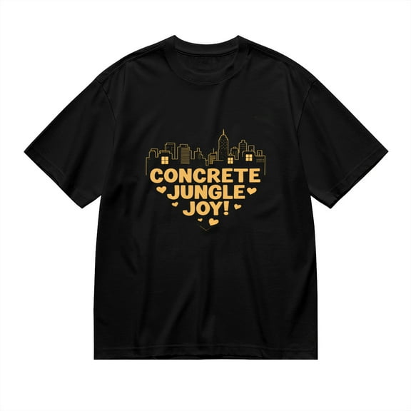CONCRETE JUNGLE JOY,City Skyline Heart Print 1, Vintage T Shirt, Cotton T-Shirt for Men, 23666301,3XL