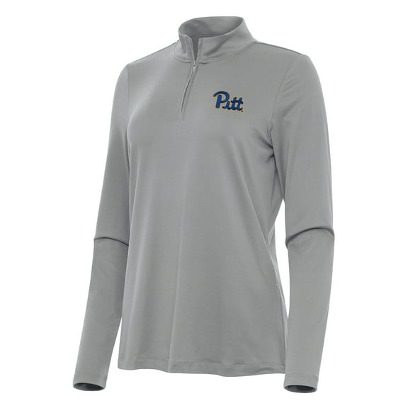 Women's Antigua Gray Pitt Panthers Reprocess Quarter-Zip Top