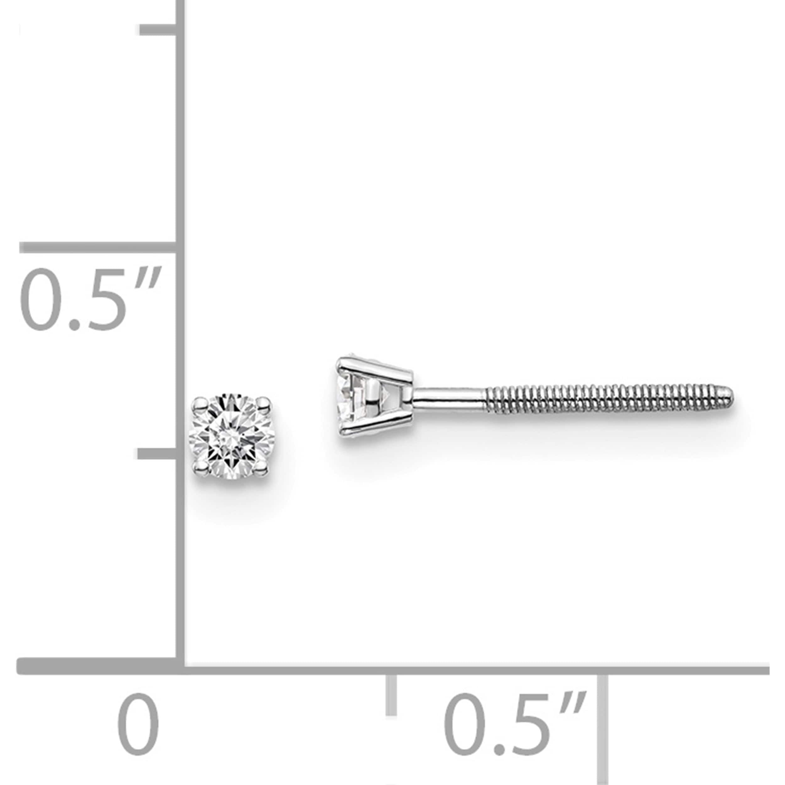 14K White Gold 14Kw .10Ct Vs2/Si1 G-I Diamond Stud Thread On/Off Post Earrings (2.4 X 2.4) Made In United States st4-10w