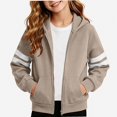 thumbnail image 4 of HAOTAGS Kids Hooded Sweatshirt (5-14) Winter Fleece-lined Zipper Warm Jacket Khaki Size 5T, 4 of 7