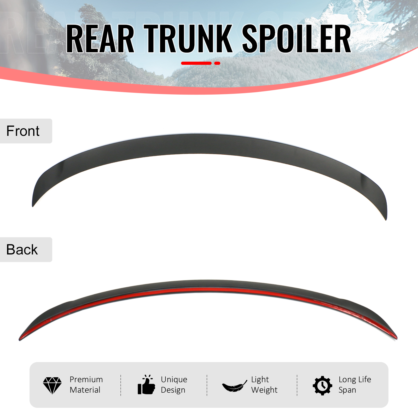 Ikon Motorsports Trunk Spoiler Compatible with 2026 Tesla Model Y Juniper, P Style Matte Black ABS Plastic Add-on Rear Trunk Lid Spoiler Wing Lip