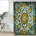 thumbnail image 5 of Abstract Colorful Flower Shower Curtain, 72" x 72", Vintage Boho Floral Waterproof Bathroom Curtain Washable Shower Curtain Set with 12 Hooks, 5 of 6