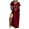 thumbnail image 2 of Qiopertar Robe Décontractée Imprimée pour Femmes Col en V Manches Courtes Longue Fendue avec Poche Grandes Économies de Vacances! Moins de 5$ jusqu'à 90 % de Réduction, 2 of 5