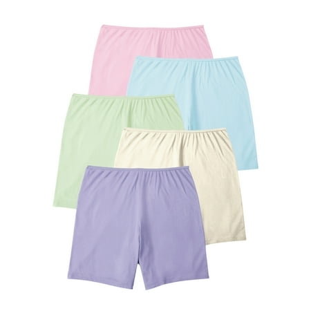 

Comfort Choice Women s Plus Size Cotton Boxer 5-Pack Panties