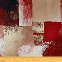 Manfei Contemporary Oil Painting Sewing & Crafting Fabric (1 Yard), Modern Artwork Home Decor Fabric by the Yard, Red Grunge Watercolor Fabric by the Yard, Stylish Living Room Decorative