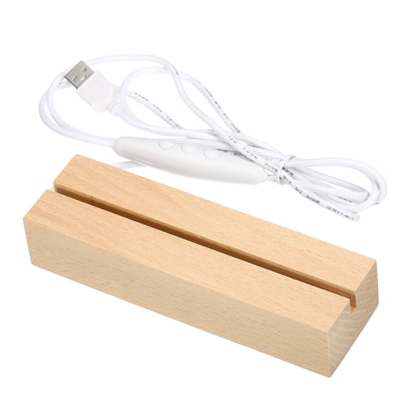 Uxcell Rectangle Wooden 4.65" x 0.2" Multicolored Light Display Base Stand LED Light Wood