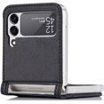 thumbnail image 3 of Galaxy Z Flip 3 5G Luxury PU Leather Wallet Case with Card Slots - Black, 3 of 6