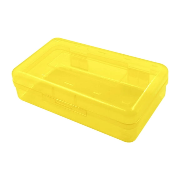 Large Capacity Plastic Transparent Pencil Box Snap-tight Lid Stackable 12in Office Supplies Storage Organizer