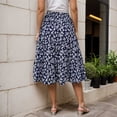 thumbnail image 6 of BUWTTER Womens Skirts Casual Midi Flowy Below Knee Spring Summer Fall Basic Floral Print Boho Casual Blue Skirt L, 6 of 9