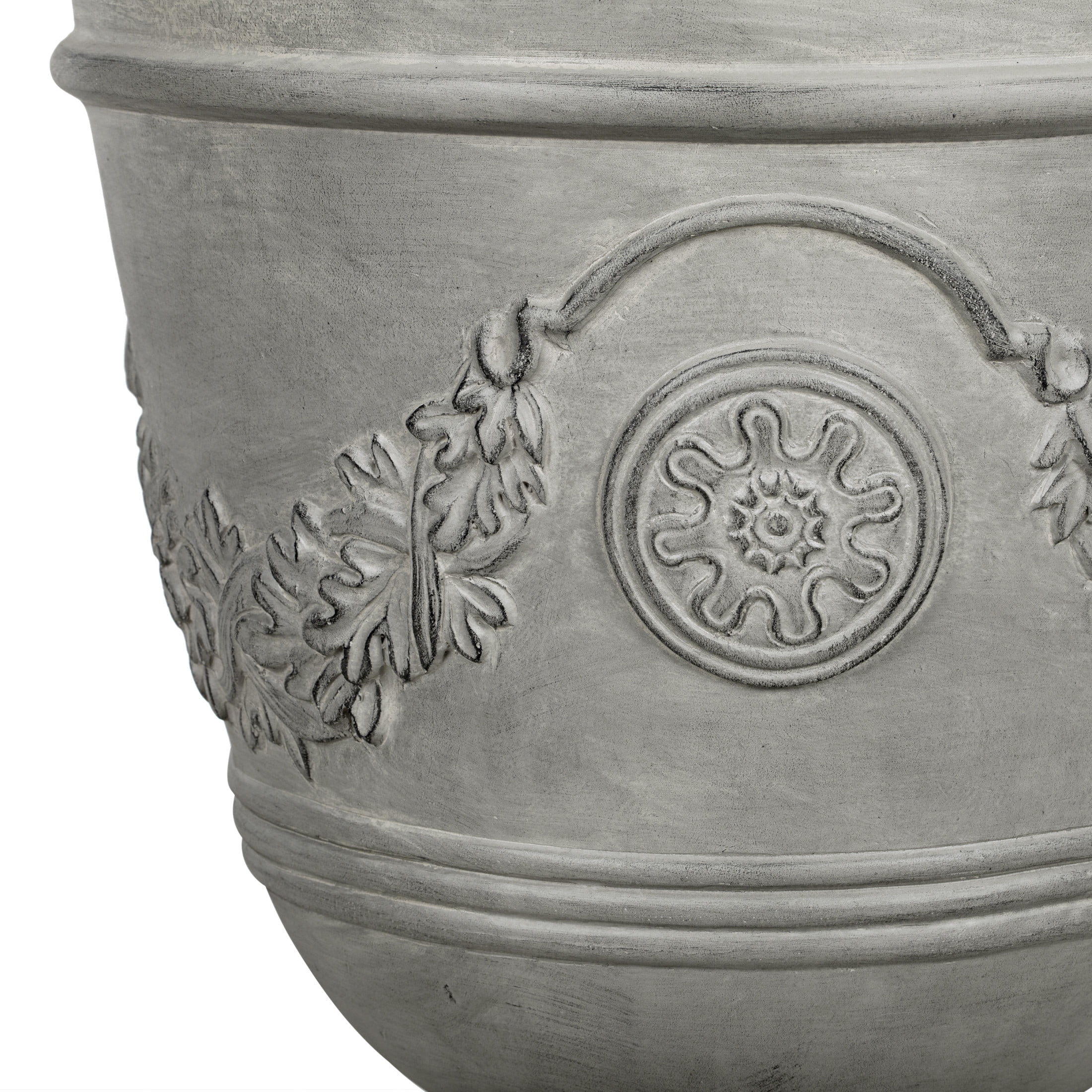 Christopher Knight Home 18" Classical Pedestal Urn Planter, Outdoor Garland Carved Flower Pot, Gray
