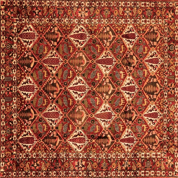 Ahgly Company Indoor Square Persian Orange Traditional Area Rugs, 7' Square