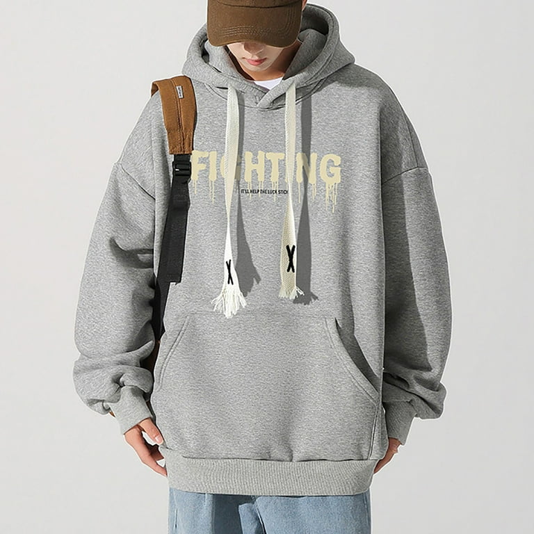 Mens Hoodies Pullover Male Loose Fitting Cotton Hoodie Trend Hoodie Jacket Thin Hoodie Oversized Hoodie Plus Size Summer Outfits Color Grey Size L Walmart