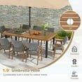thumbnail image 4 of Spaco 8-Person Patio Table with 1.9 Inch Umbrella Hole, 79 Inch Acacia Wood Dining Table with Reinforced Metal Frame and Adjustable Foot Pads, Dining Table for Yard, Garden, Natural, 4 of 15
