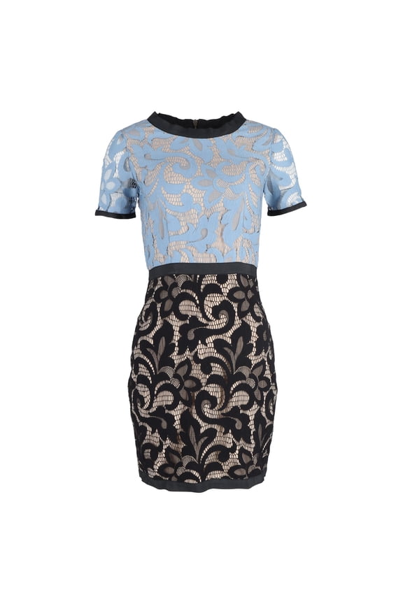 Pre-Owned Sea New York Lace Two Tone Dress in Light Blue Polyamide