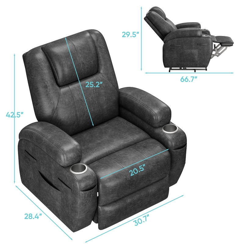 Furmax Power Lift Leathaire Fabric Recliner Chair Massage Recliner Sofa for Bedroom,Black