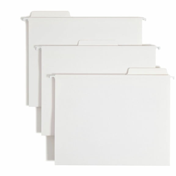 Smead FasTab® Hanging File Folder, 1/3-Cut Built-In Tab, Letter Size, White, 20 per Box (64002)