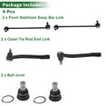 thumbnail image 4 of Unique Bargains 6 Pcs Front Suspension Kit Outer Tie Rod Ends Front Sway Bar Link Ball Joint for Hyundai No.K90375, 4 of 7