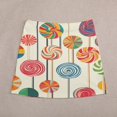 thumbnail image 5 of Sweets And Rainbow Lollipops Pattern Women's High Waist Skirt Stretchy Casual Mini Skirt, 5 of 8