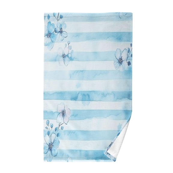 Pure Cotton Face Towel 16x28 Inches Hand Towel Bath Towel Hand Bath Towels Soft Good Water Absorption for Washing Face Wiping Face Pretty Blue Cartoon Flowers