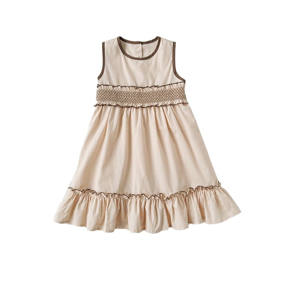 Kiijoy Infant Girls Sleeveless Ruffle Dress Summer Casual Solid A Line Dress, Sizes 1-7