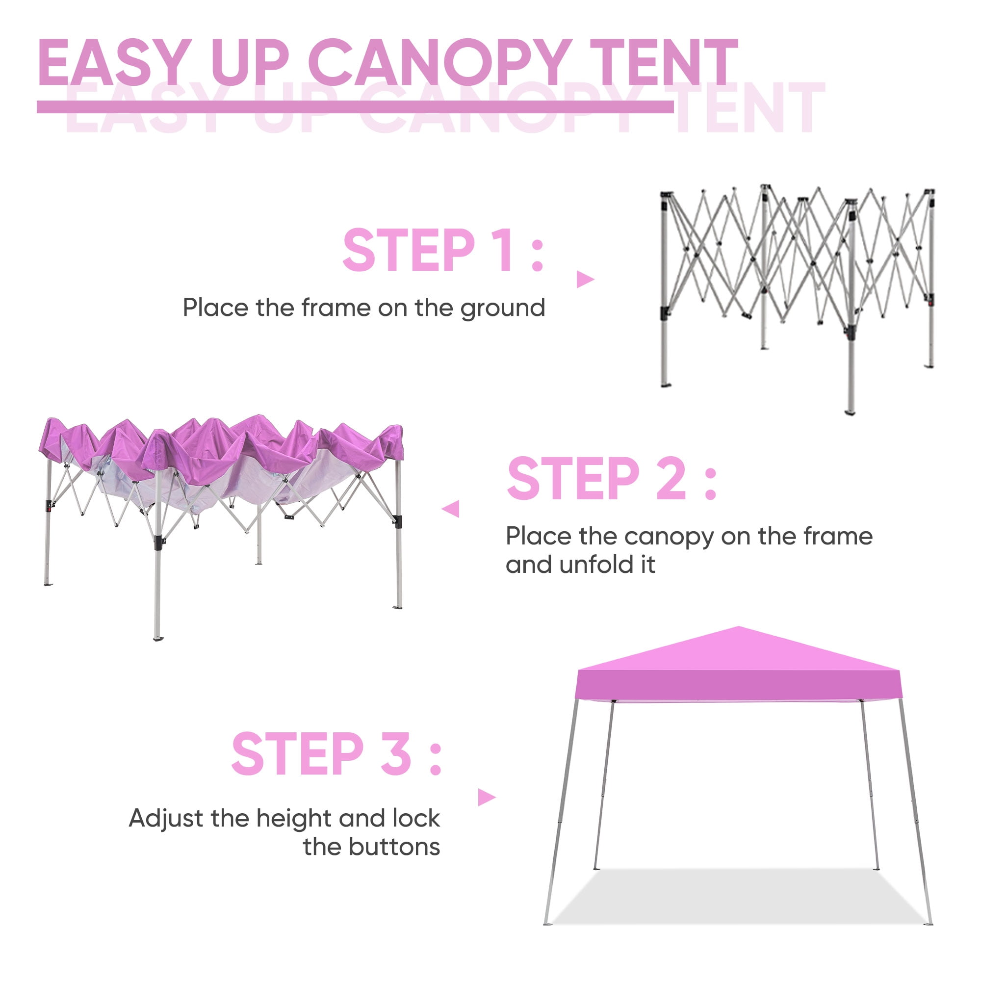 Ainfox 8 x 8 ft Pop up Canopy Tent, Instant Slant Outdoor Gazebo for Beach, Sun Shade,Outdoor Activies,Pink