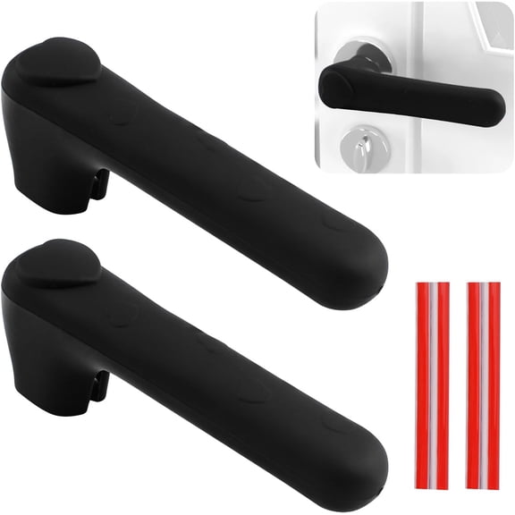 Door Handle Covers, 2Pcs 14.8 * 5 * 2.8cm Silicone Door Handle Glove Covers with Love Heart Decor, Black Door Handle Lever Covers Anti-Static Safety Door Handle Protector