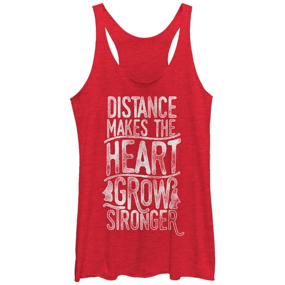 Women's CHIN UP Valentine Distance Makes Heart Stronger Racerback Tank Top Red Heather Small
