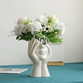 thumbnail image 1 of Florero de cerámica blanca Diseño moderno Florero de cara humana Decoración para el hogar Oficina Fiesta de bodas 18 cm JFHHH pequeña, 1 of 5