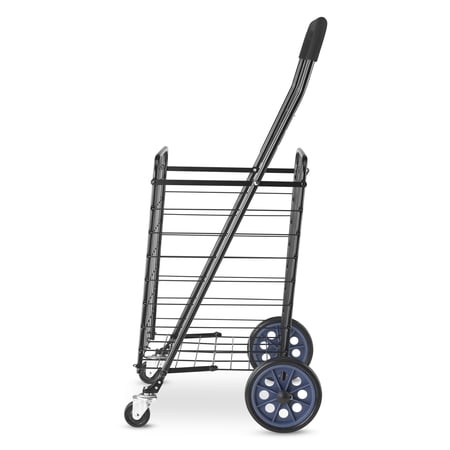 Mainstays Metal 1 Compartment Rolling Metal Shopping / Utility Cart - Black