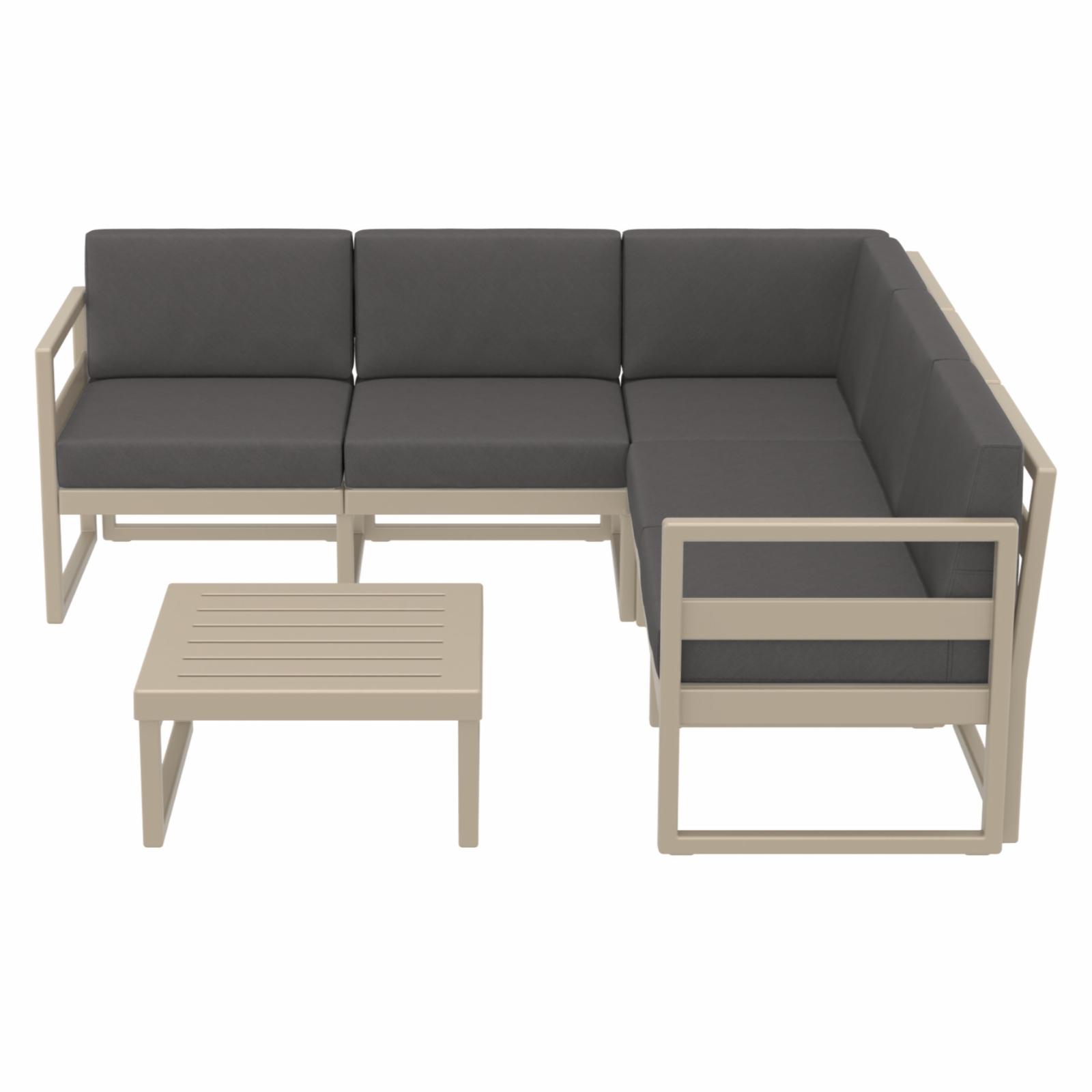 Mykonos Corner Sectional Lounge Set White with Acrylic Fabric Charcoal Cushions - image 2 of 8