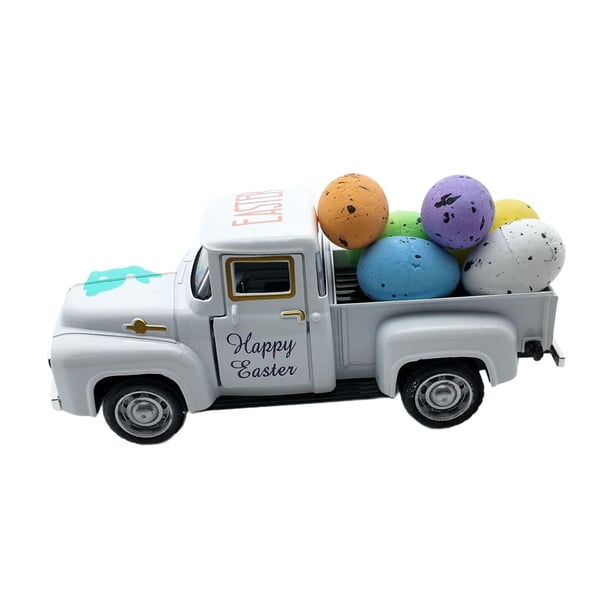 Camión de metal fundido a presión, modelo de granja de metal fundido a presión, camioneta vintage de metal, granja Blanco