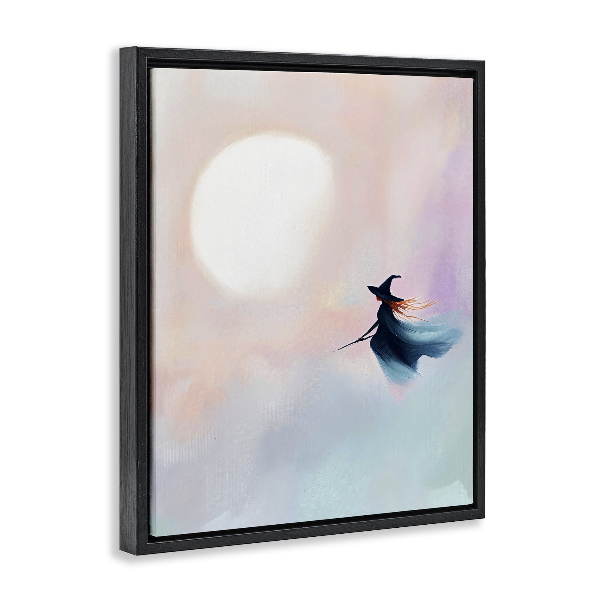 Stupell Industries Witch Flying at Sunset Black Framed Floater Canvas Wall Art, design by The Prints Vibe